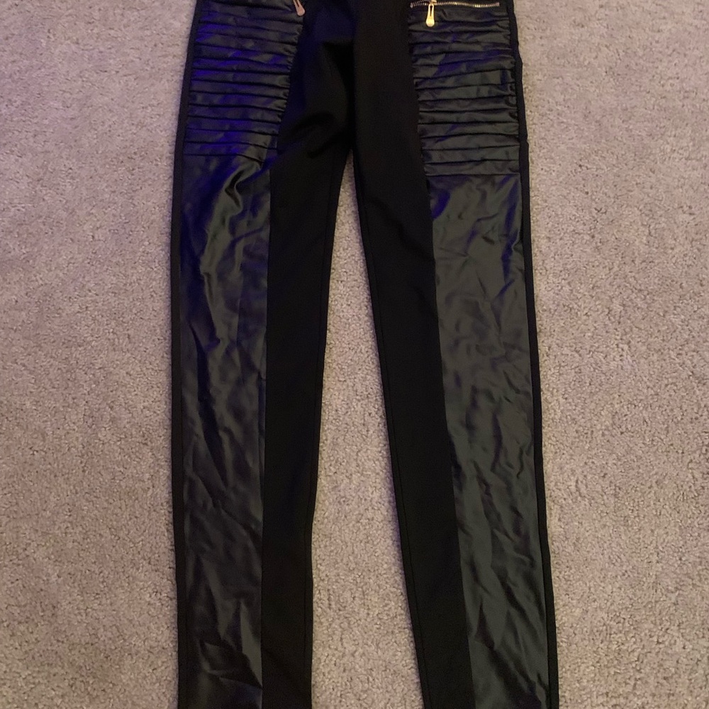 Black Faux Leather Panel Leggings